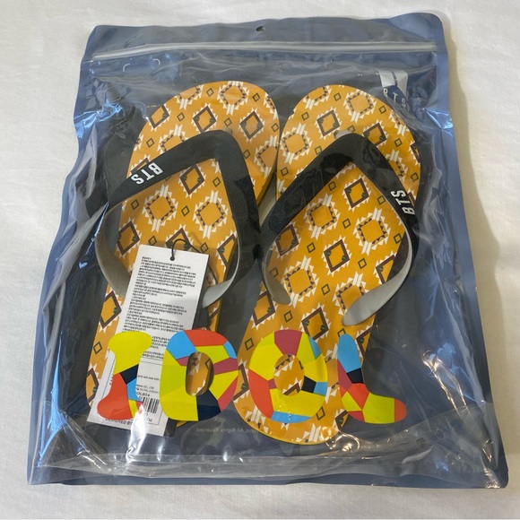 BTS Jungkook Idol Flip Flops Yellow Women’s Size 240M US 7 Bangtan Boys JK Bias - Picture 2 of 6